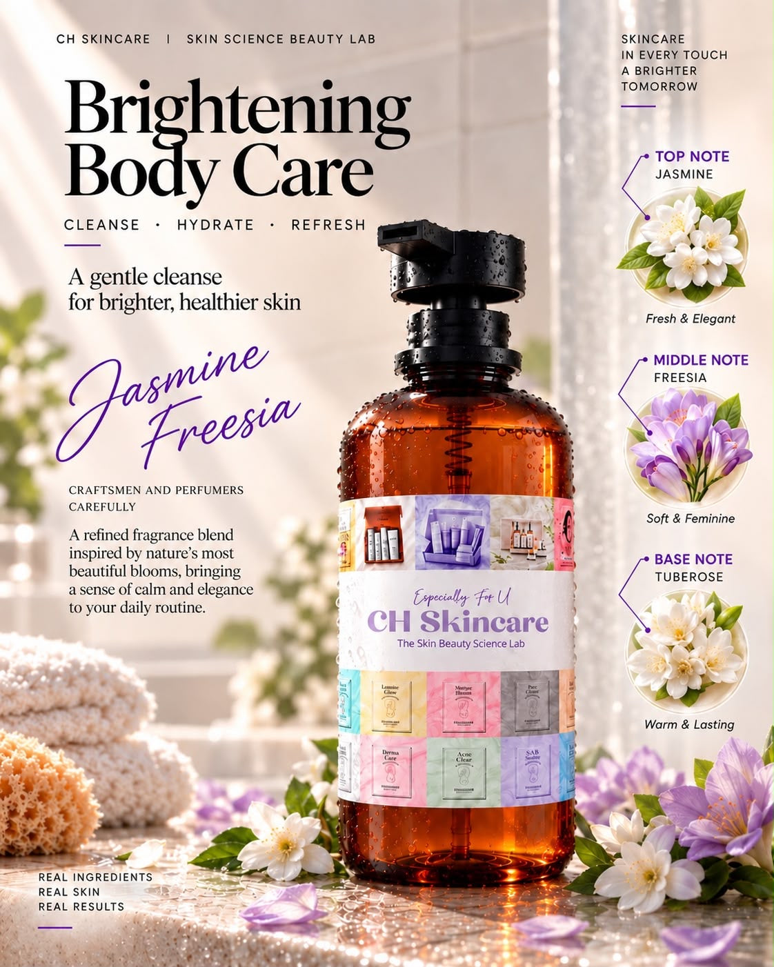 Aqua Series Skincare-Grade Fragrance Body Wash  Blanc Peony Treatment & Fragrance Body Wash