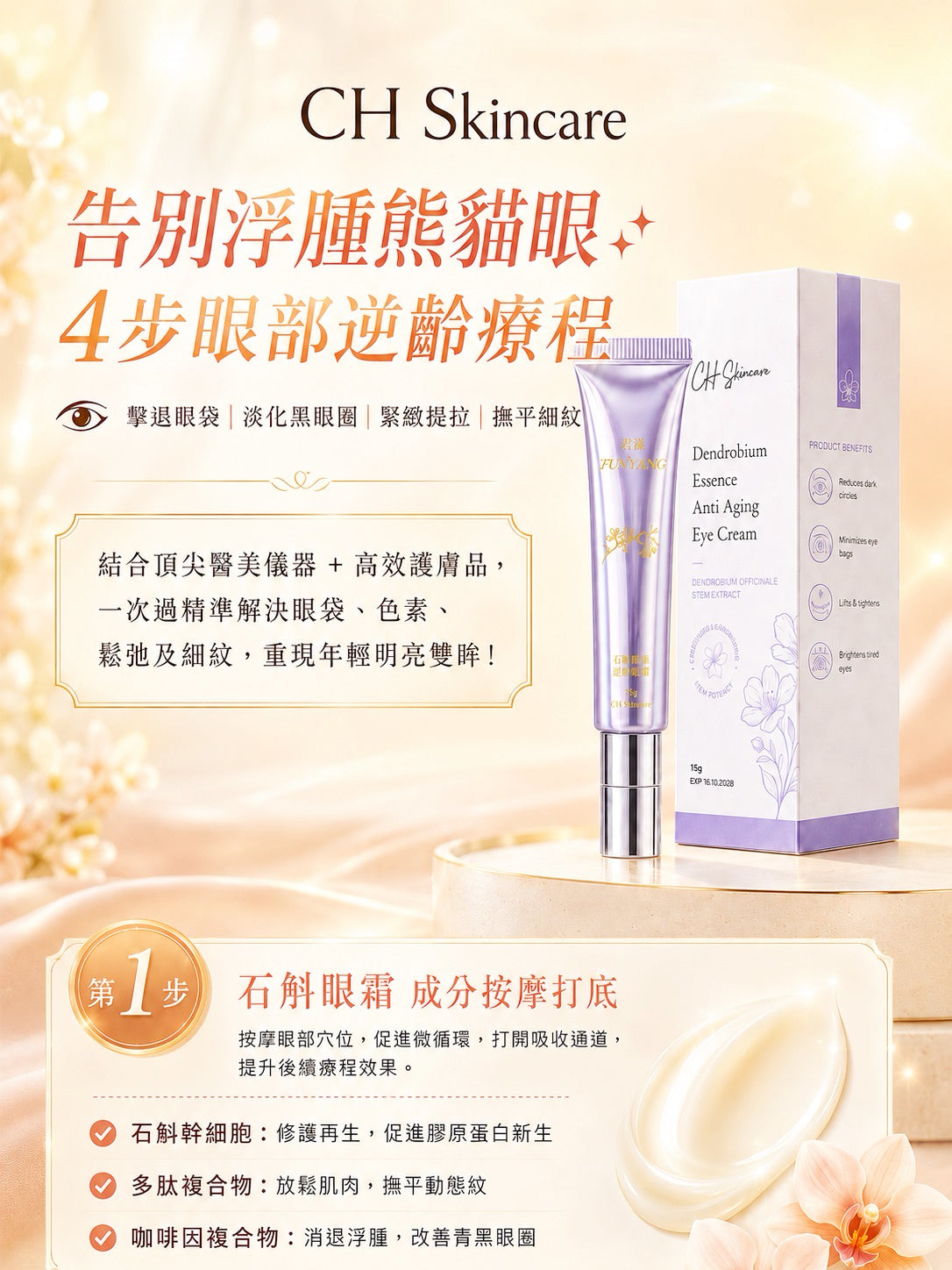 黑眼圈眼袋槍｜告別浮腫熊貓眼｜4步眼部逆齡療程